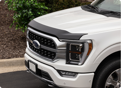 Hood protector installed on vehicle